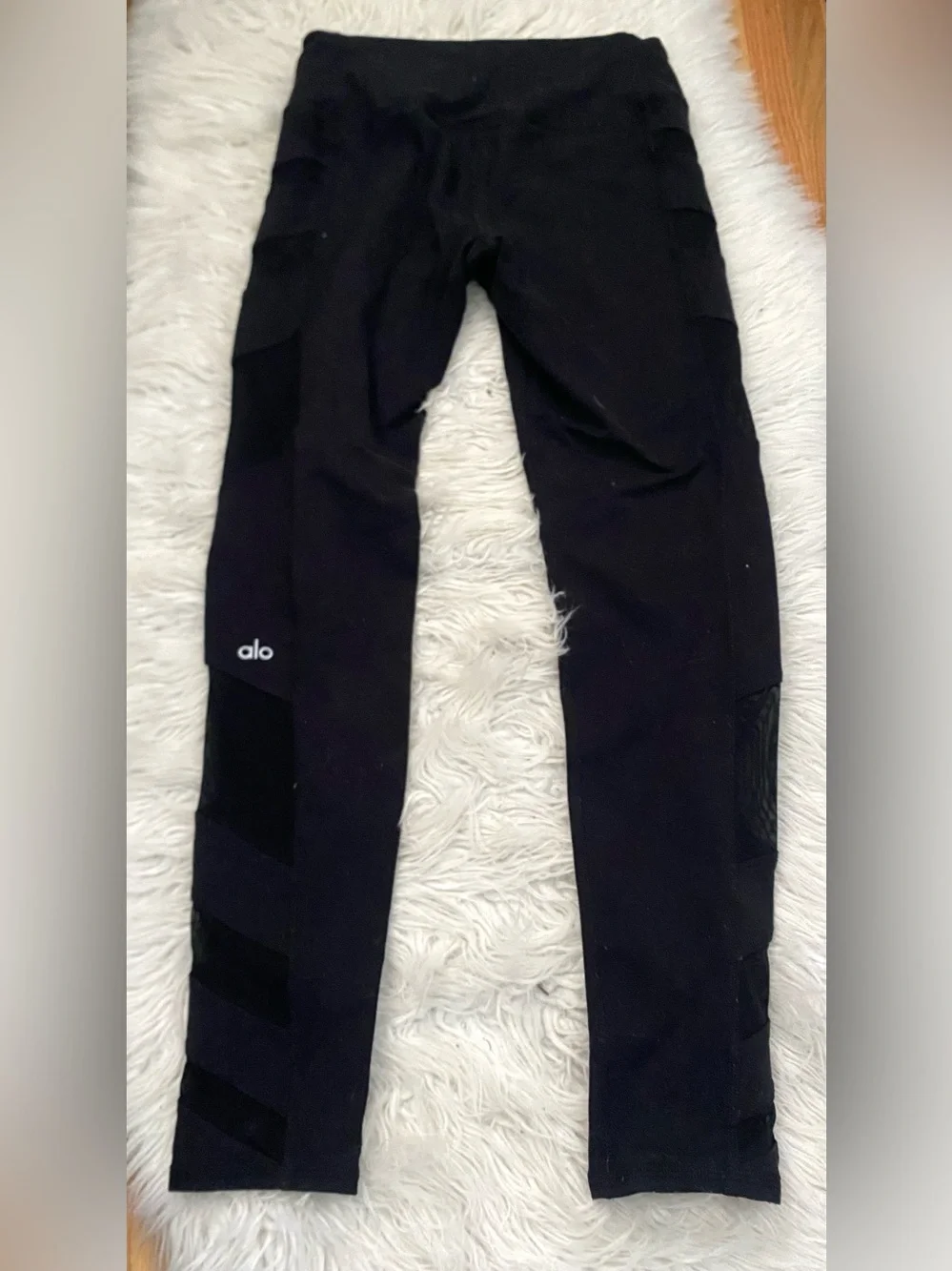 Alo Yoga Block High-Waist Mesh Leggings Black Size Large Athletic Workout